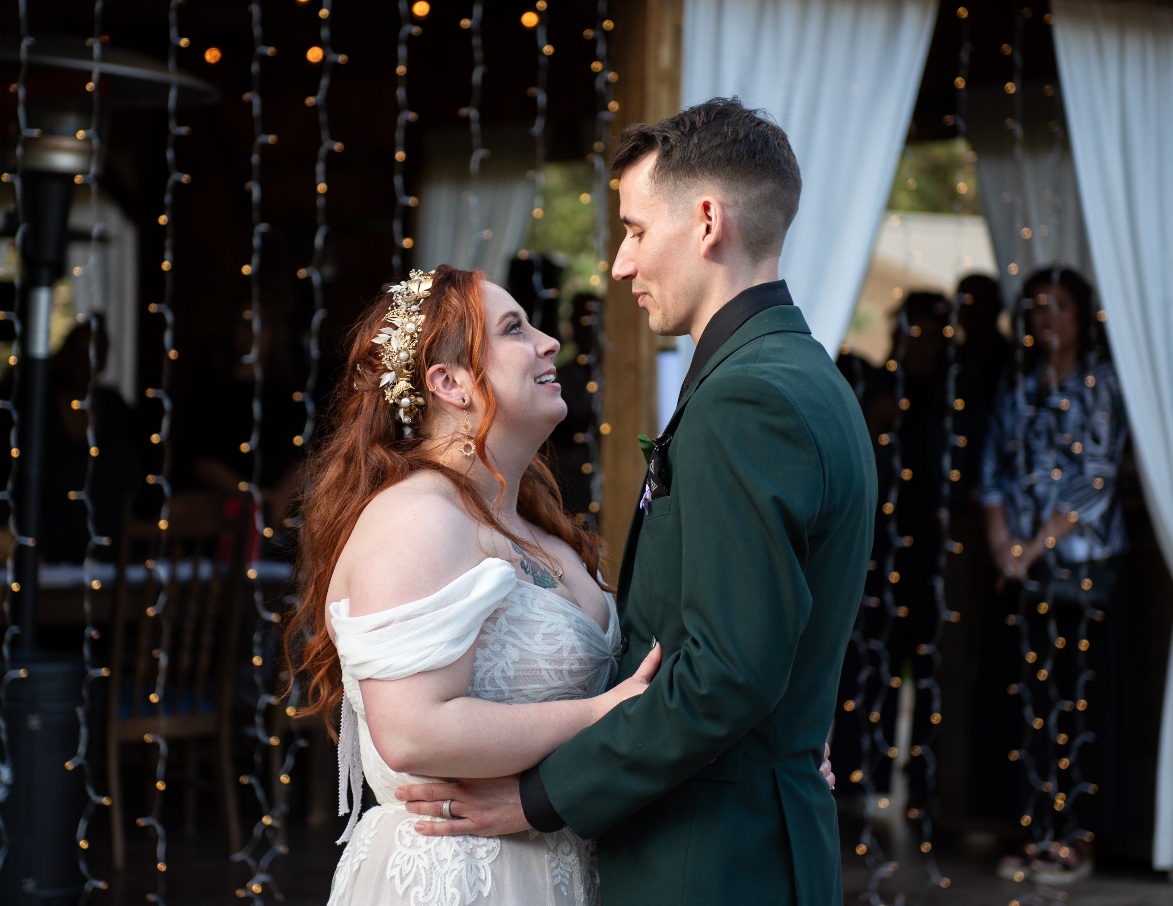 Bridal details and wedding flat lay photographed with warm tones