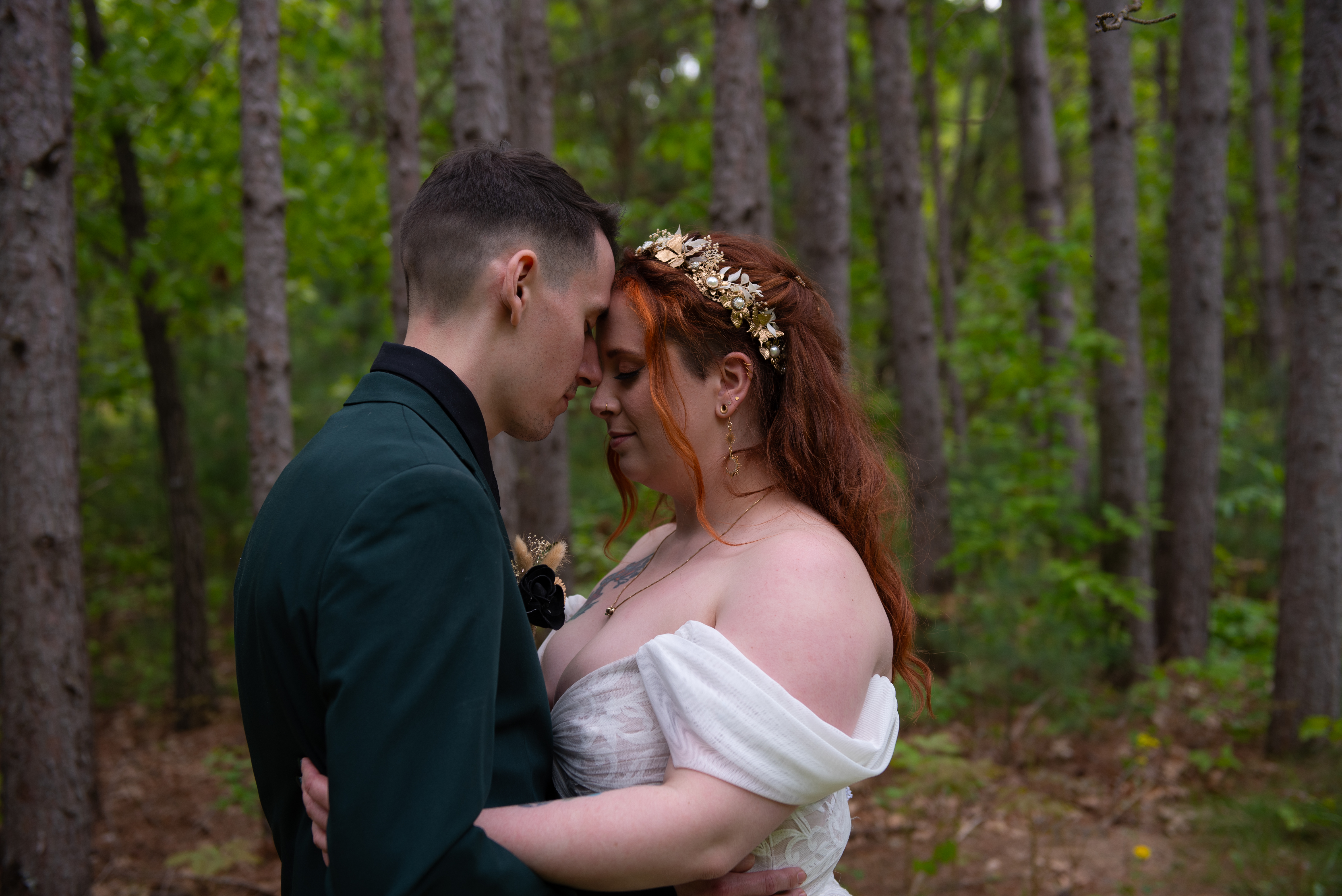 Candid wedding moment captured naturally at outdoor Wisconsin ceremony